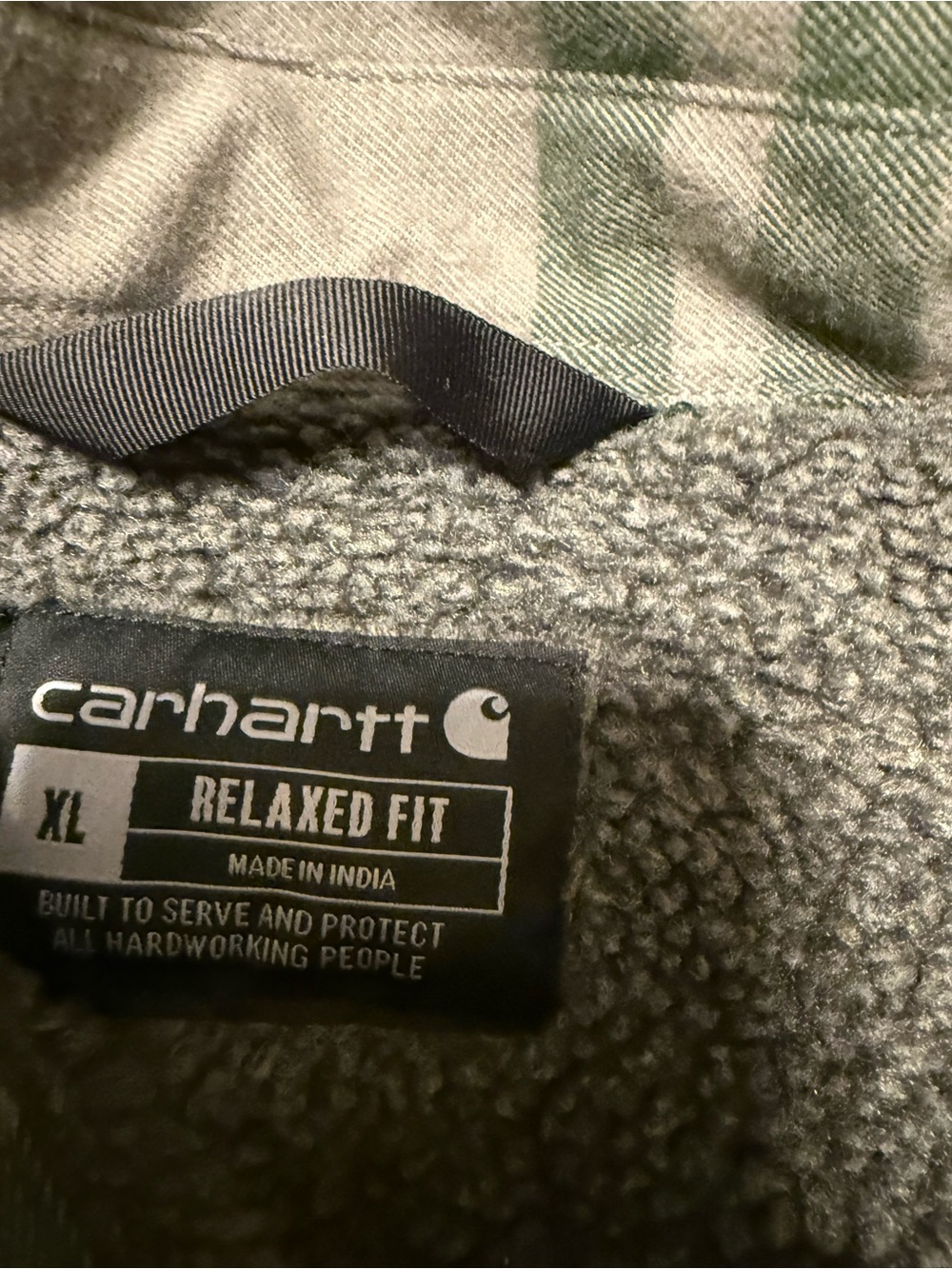 Carhartt Sherpa Lined Plaid Jacket Weather Ash - Picture 4 of 4